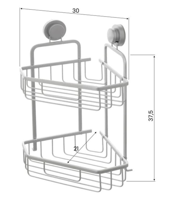 CORNER SHELF TWO-LEVEL ALU SILVER