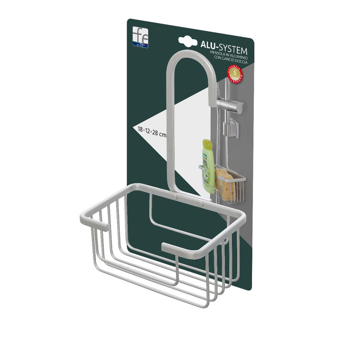 SHOWER RACK WITH HOOK ALU SILVER