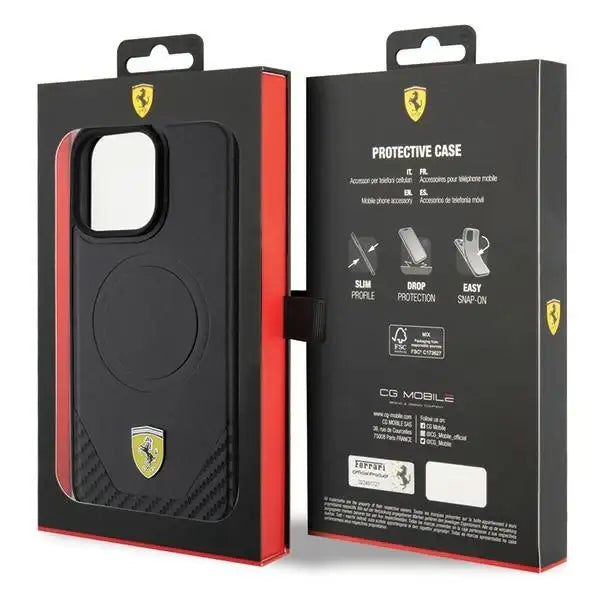 Ferrari Carbon Metal Logo MagSafe case for iPhone 15 Pro Max - black - Cell phone cases and covers<<<HurtelXML