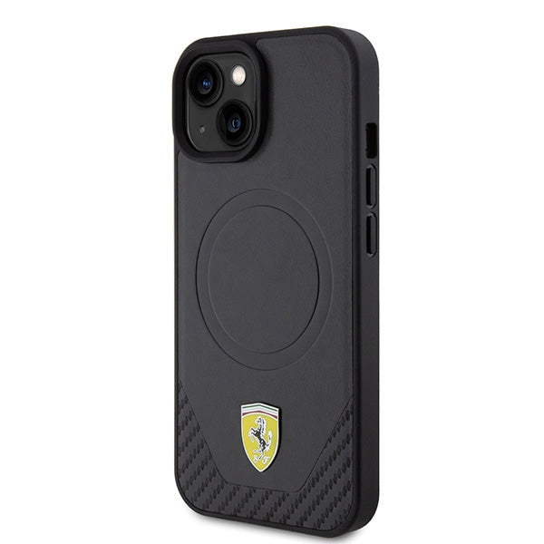 Ferrari FEHMP15SPTEK iPhone 15 6.1’’ black/black hardcase Carbon Metal Logo MagSafe - Cell phone cases