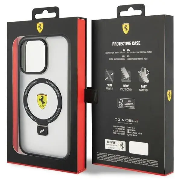 Ferrari FEHMP15XUSCAH iPhone 15 Pro Max 6.7’’ transparent hardcase Ring Stand 2023 Collection MagSafe - Cell phone