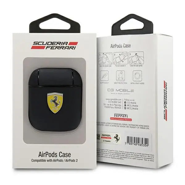 Ferrari FESA2LEBK AirPods cover black/black On Track Leather - Cell phone cases and covers<<<HurtelXML