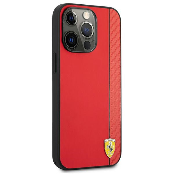 Ferrari FESAXHCP13XRE iPhone 13 Pro Max 6.7’’ red/red hardcase On Track Carbon Stripe - Cell phone cases