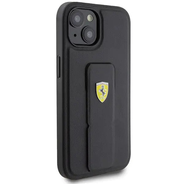Ferrari Grip Stand Metal Logo case for iPhone 15 - black - Cell phone cases and covers<<<HurtelXML