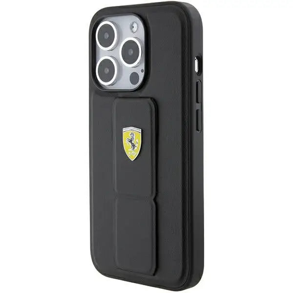Ferrari Grip Stand Metal Logo case for iPhone 15 Pro - black - Cell phone cases and covers<<<HurtelXML