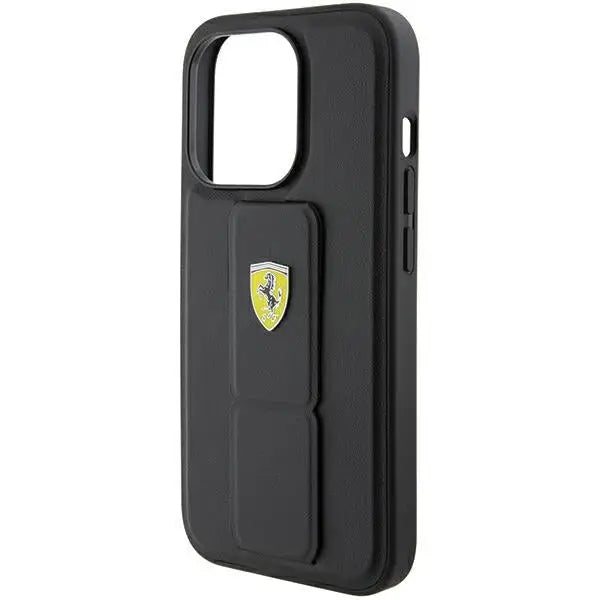 Ferrari Grip Stand Metal Logo case for iPhone 15 Pro Max - black - Cell phone cases and covers<<<HurtelXML
