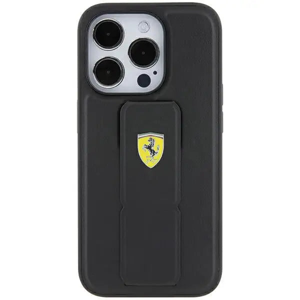 Ferrari Grip Stand Metal Logo case for iPhone 15 Pro Max - black - Cell phone cases and covers<<<HurtelXML