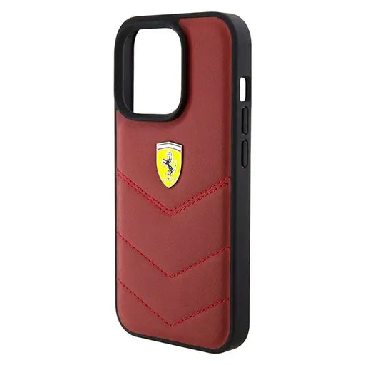 Ferrari Leather Stitched Lines case for iPhone 15 Pro - red - Cell phone cases and covers<<<HurtelXML