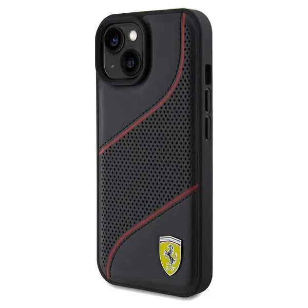 Ferrari Perforated Waves Metal Logo case for iPhone 15 / 14 / 13 - black - Cell phone cases and covers<<<HurtelXML