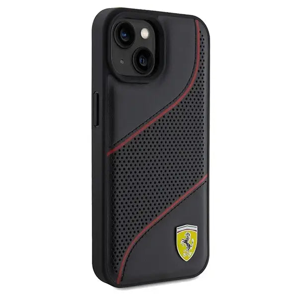 Ferrari Perforated Waves Metal Logo case for iPhone 15 / 14 / 13 - black - Cell phone cases and covers<<<HurtelXML