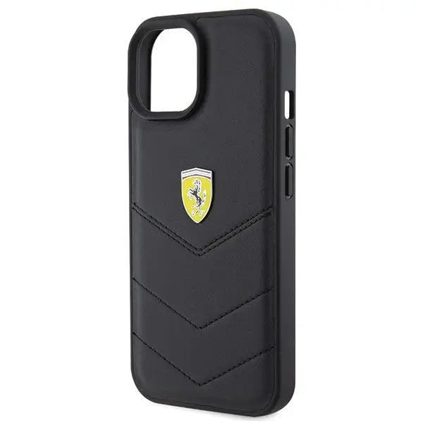 Ferrari Quilted Metal Logo case for iPhone 15 - black - Cell phone cases and covers<<<HurtelXML