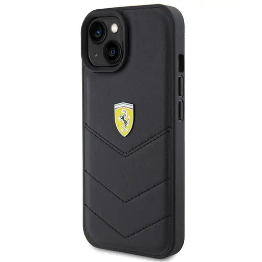 Ferrari Quilted Metal Logo case for iPhone 15 - black - Cell phone cases and covers<<<HurtelXML