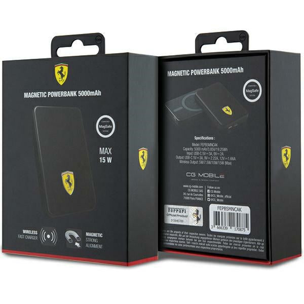 Powerbank Ferrari Metal Logo MagSafe 15W 5000mAh - black