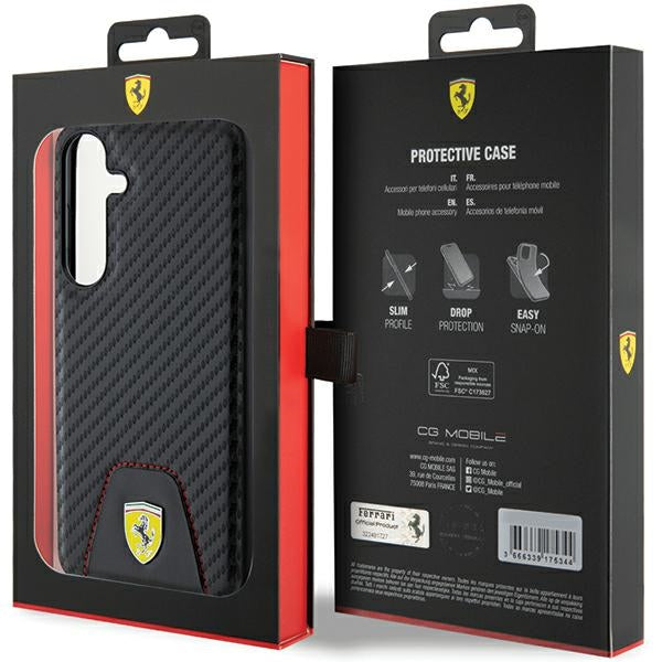 Ferrari Carbon Stitched Bottom case for Samsung Galaxy S24+ - black
