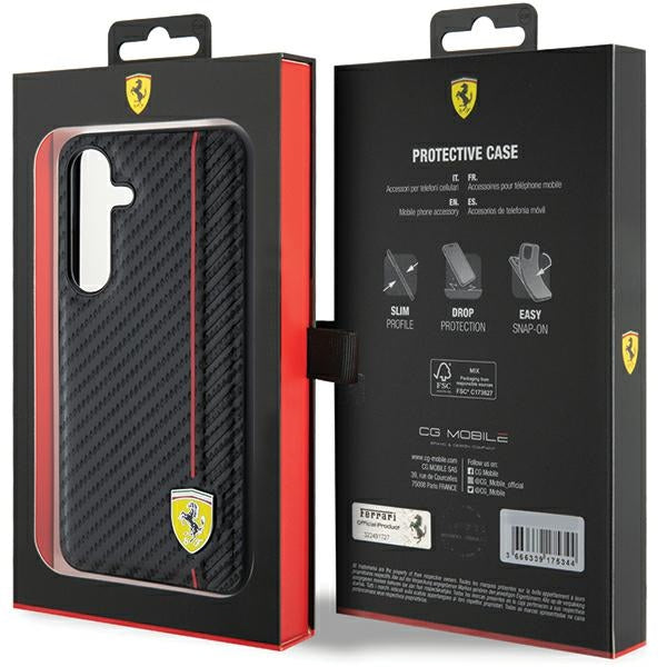 Ferrari Carbon Printed Line case for Samsung Galaxy S24 - black