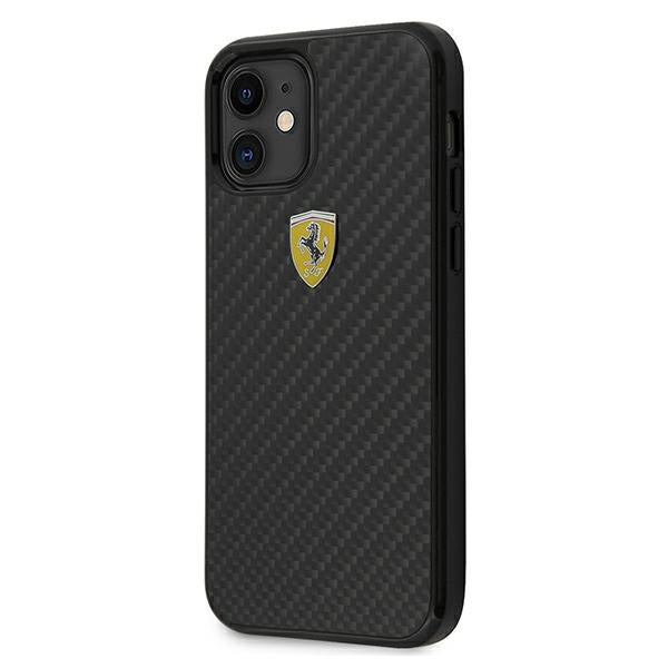 Ferrari FERCAHCP12SBK iPhone 12 mini 5.4&quot; black/black hardcase On Track Real Carbon