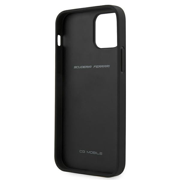 Ferrari FEOMSHCP12LBK iPhone 12 Pro Max black/black hardcase Off Track Leather Nylon Stripe