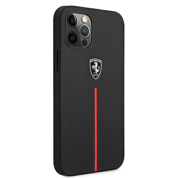 Ferrari FEOMSHCP12LBK iPhone 12 Pro Max black/black hardcase Off Track Leather Nylon Stripe