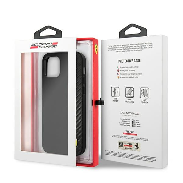 Ferrari FESAXHCP12SBK iPhone 12 mini 5.4" black/black hardcase On Track Carbon Stripe