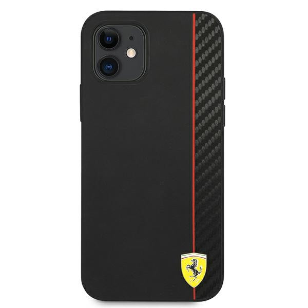Ferrari FESAXHCP12SBK iPhone 12 mini 5.4&quot; black/black hardcase On Track Carbon Stripe