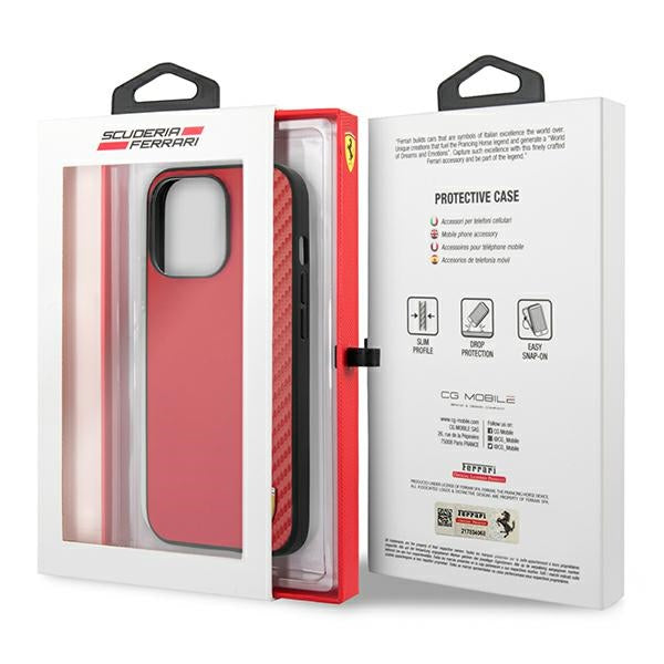 Ferrari FESAXHCP13XRE iPhone 13 Pro Max 6.7&quot; red/red hardcase On Track Carbon Stripe