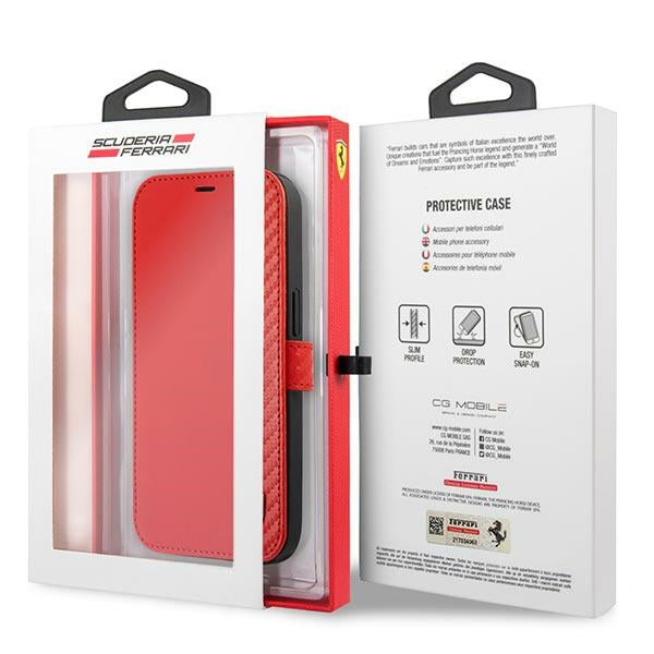 Ferrari FESAXFLBKP13SRE iPhone 13 mini 5.4" red/red book On Track Carbon Stripe