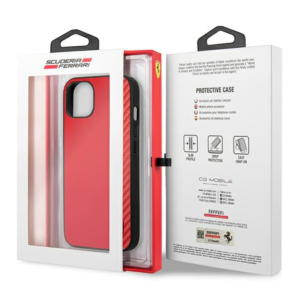 Ferrari FESAXHCP13SRE iPhone 13 mini 5.4&quot; red/red hardcase On Track Carbon Stripe