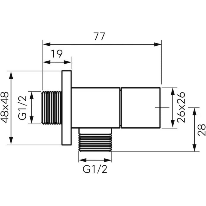CORNER TAP HEAD AND SOCKET 1/2X1/2 H MATTE