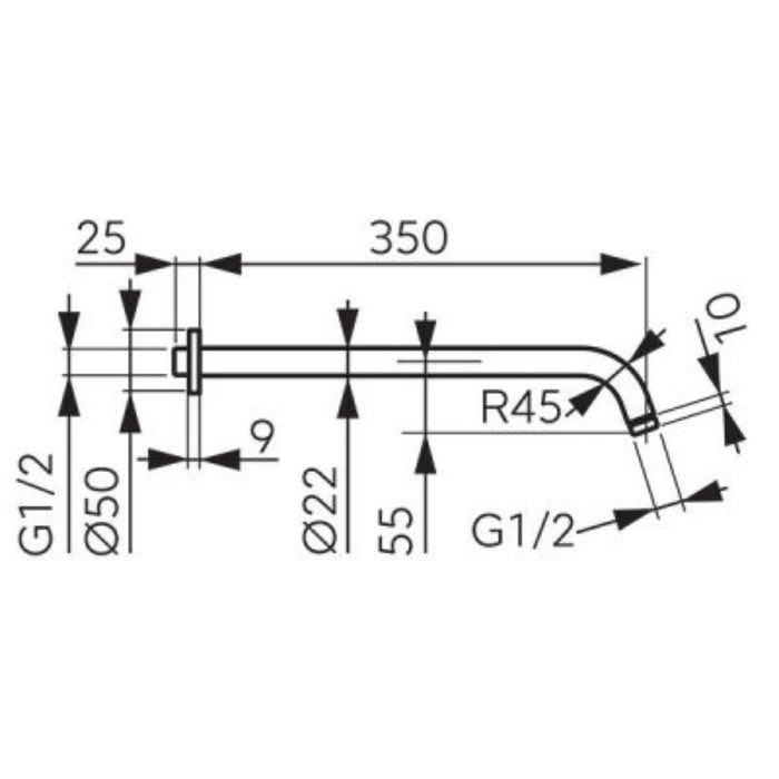 SHOWER ARM 350 MM CHROME