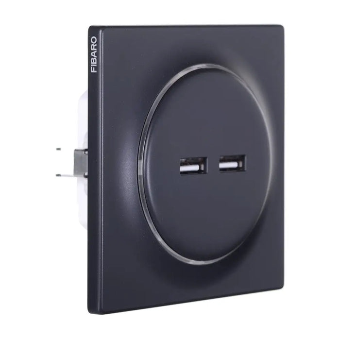 Fibaro FGWU-021-8 socket-outlet 2x USB Black - ActuatorsIND-URW<<<Smart houseIND<<<ActionPL