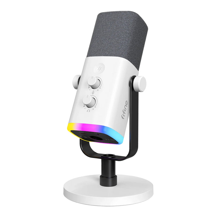Fifine AM8W dynamic microphone with stand (white)