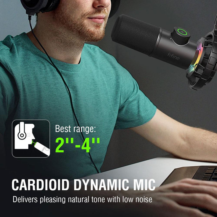 Desktop microphone FIFINE K658 Dynamic RGB - Black