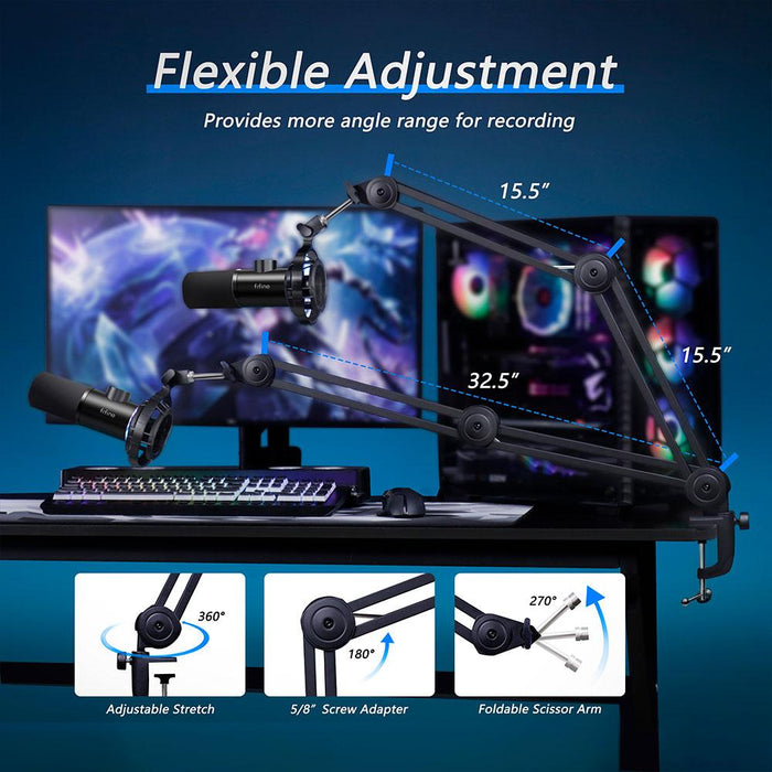 Microphone with stand FIFINE T658 Dynamic RGB - Black