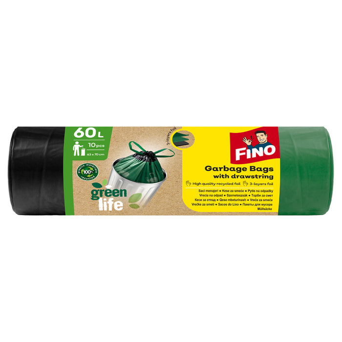 WASTE BAGS 60L 10PCS GREEN FINO LINK