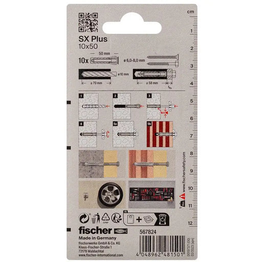 FISCHER SX PLUS EXPANSION DOwel 10X50 - Комплекти дюбели<<<Дюбели<<<Инструменти и