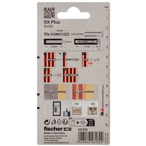 FISCHER SX PLUS EXPANSION DOwel 6X50 - Комплекти дюбели<<<Дюбели<<<Инструменти и железария<<<Praktiker