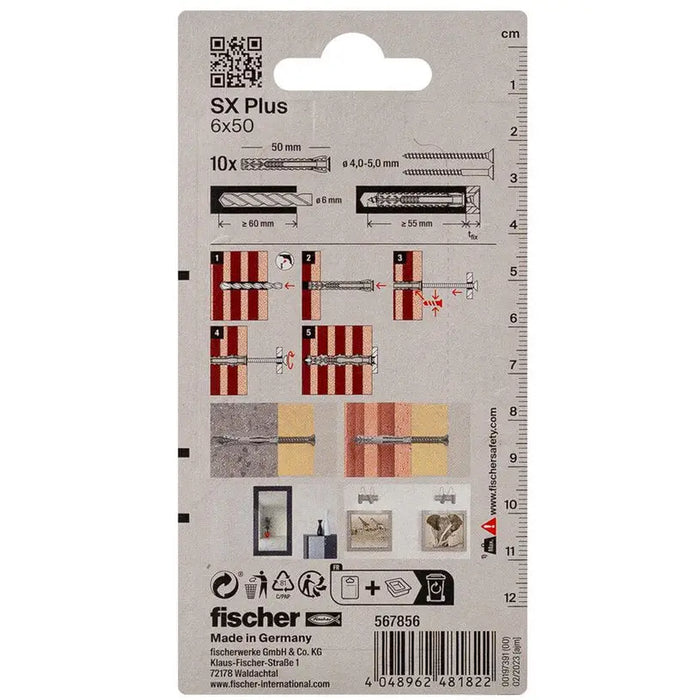 FISCHER SX PLUS EXPANSION DOwel 6X50 - Комплекти дюбели<<<Дюбели<<<Инструменти и железария<<<Praktiker