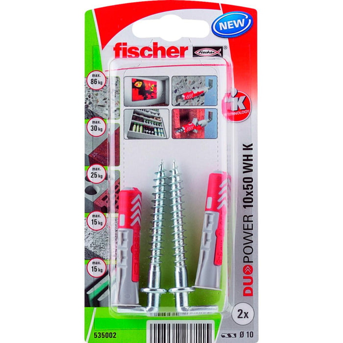Angle nails Fischer DuoPower 535002 Studs 2 Units Ø 10 x 50 mm