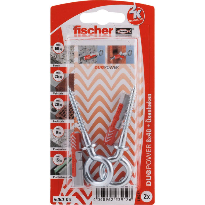 UNIVERSAL DOWEL WITH O-HOOK DUOPOWER 8X40