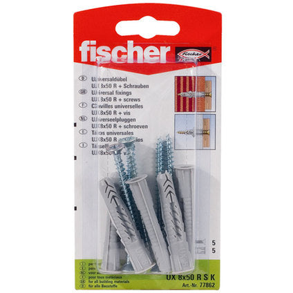 UNIVERSAL DOWEL WITH SCREW F8X50MM 5 PCS FISCHER UX RSK