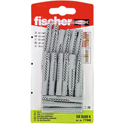UNIVERSAL DOWEL F6X50MM 20 PIECES FISCHER UX K