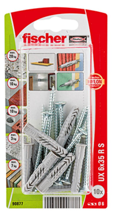 UNIVERSAL DOWEL WITH SCREW F6X35MM 10 PCS FISCHER UX RSK