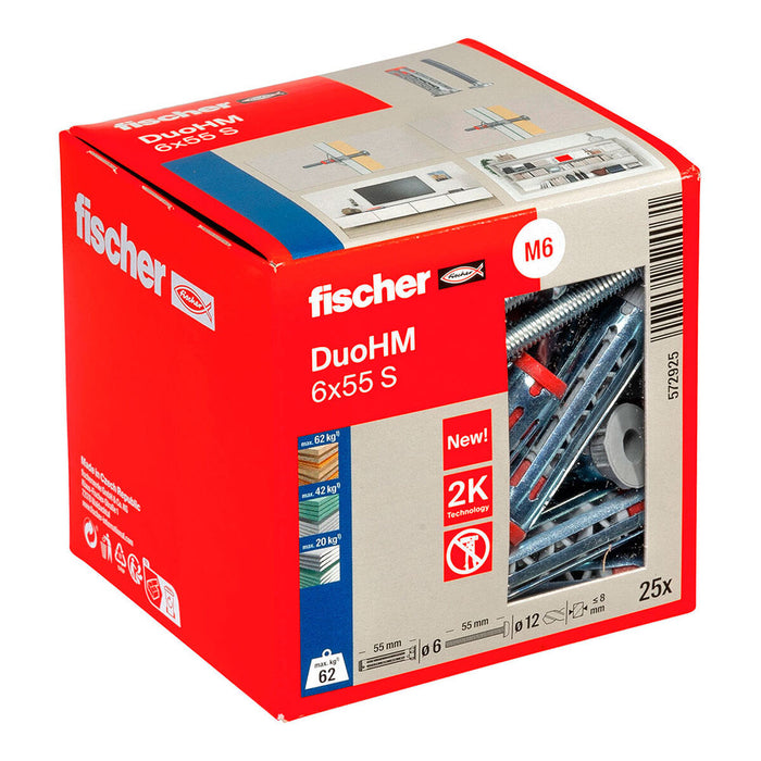 Wall plugs and screws Fischer DUO HM M6 (25 Units)