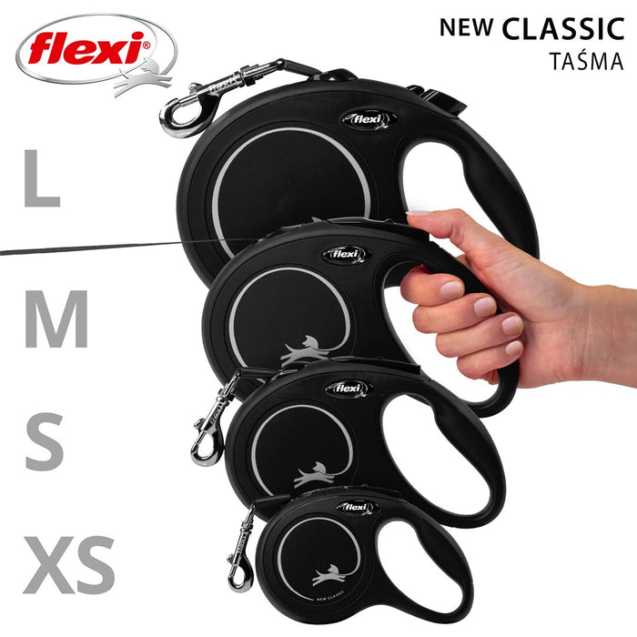 Dog Lead Flexi New Classic 5m Black Size S