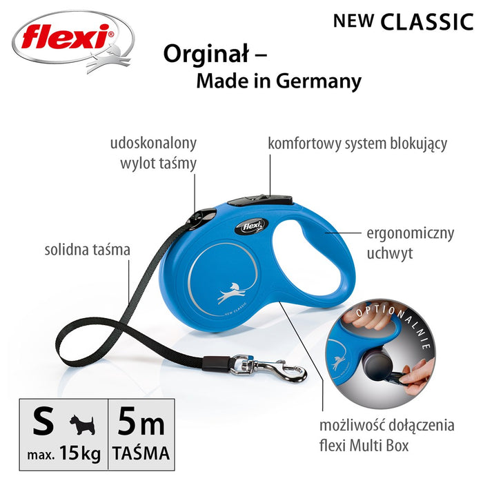 Dog Lead Flexi NEW CLASSIC 5m Blue Size S