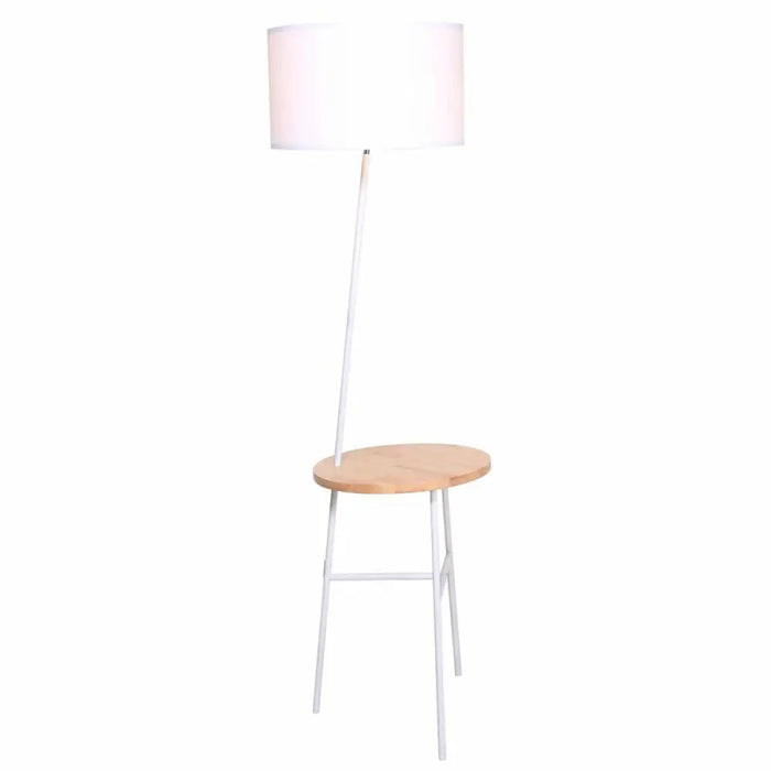 Floor Lamp DKD Home Decor White Brown Polyester Metal Pinewood (40 x 65 x 152 cm) - Декорация и Осветление<<<Дом