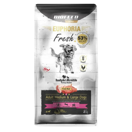 Fodder Biofeed Euphoria Adult Medium & Large dogs Turkey with rabbit Turkey 2 Kg Adult 2,3 Kg - Хранене на домашни