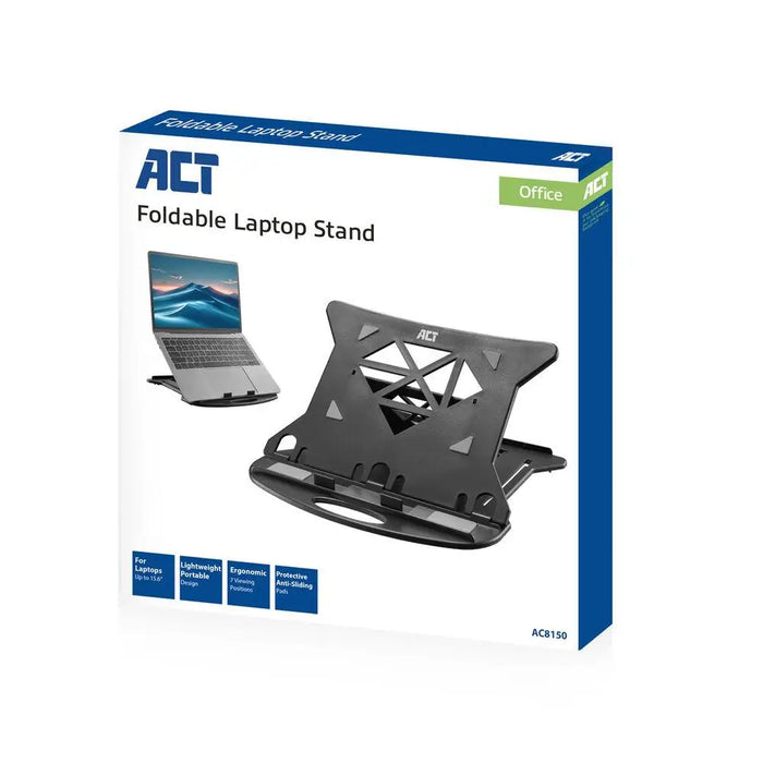 Foldable lightweight laptop stand ACT AC8150 7 positions Black - Охлаждащи поставки за лаптопи<<<Лаптопи таблети и