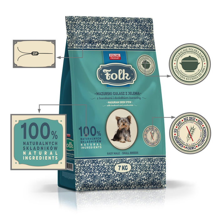 FOLK Small breeds Traditional masurian venison stew with beets and cranberries - dry dog food - 7kg