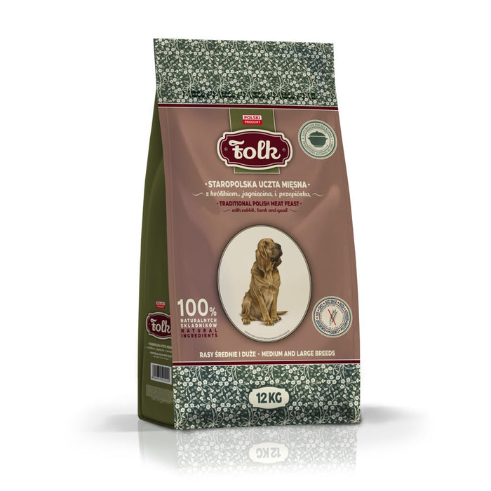 FOLK Medium and large breeds Traditional polish meat feast with rabbit, lamb and quail - dry dog food - 12kg